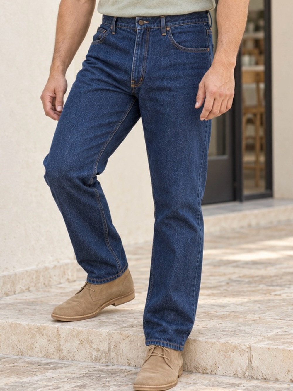 NWT Rustler Classic Men’s Jeans 42x30 Regular Fit Straight Leg Dark Blue Denim
